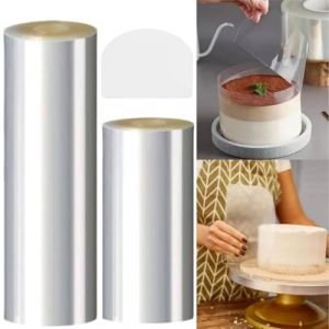 Rhodoid Patisserie,Rouleaux Rodoide,Transparent Patisserie Film Bordure,Rouleaux Colliers à Gâteau,Film Protecteur pour Bordures Gâteaux,Acetate Film,Ruban Gâteau (2 Roll（8cmx 5m+12cmx 5m)) (QiaoQiHOUSE, neuf)