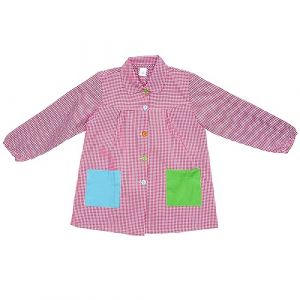 H HANSEL HOME Tablier d'&Eacute;cole avec Boutons et Col pour Enfant et Gar&ccedil;on 5-6 Ans, Tablier Blouse &Eacute;lastique aux Poignets et au Cou Puor l'&Eacute;cole e Artisanat - Rouge (HANSEL HOME, neuf)