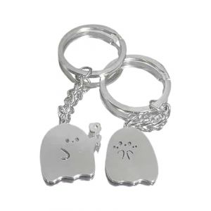 LEEQ Porte-clés pour Couple Argent - fantôme Porte-clés Kawaii, Idee Cadeau Saint Valentin, Porte-clés d'amitié, pour Petit ami, Petite Amie, Filles Cadeaux d'anniversaire Pendentif Porte-clés (LEEEU, neuf)