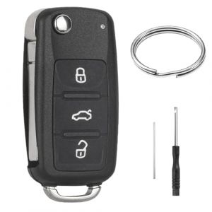 3 Boutons Coque Cl&eacute; Compatible avec VW Golf MK6 UP Polo T5 Caddy EOS Jetta Transporter Tiguan Touran Sharan Scirocco Passat Bettle Skoda Octavia Seat Leon T&eacute;l&eacute;commande Boitier Clef de Voiture (JJCHQ, neuf)