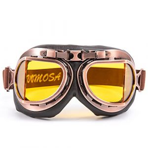 Lunettes de motocross Vintage moto Cruiser Scooter Goggle Biker Racer Cruiser Touring Lunettes de moto (Copper, Yellow) (evomosa Eur., neuf)