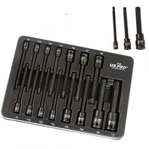 US PRO Industrial Jeu de douilles &agrave; choc Torx longue port&eacute;e T6 &agrave; T70 Star TRX (Toolbox37, neuf)