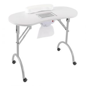 Qussse Table de manucure avec aspiration, pliable, table de salon de manucure, avec roulettes, table de manucure portable pour la maison, les salons de manucure, les salons de beauté, 90 x 40 x 72,5 (LIXINWS, neuf)
