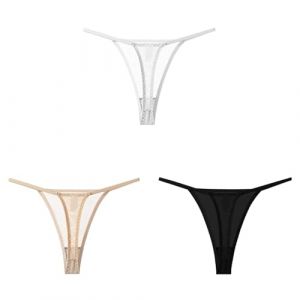 JFAN String Femme Tanga Chic String Ficelle Femme sans Couture Culotte sous-VêTements élastique et Léger, Beige+Noir+Blanc S (RS BRAND, neuf)