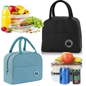 Qunkun Lot de 2 sacs de pique-nique pliables isothermes, sac à déjeuner, pour adultes, mini glacière pour pique-nique, sac isotherme, sac à main de pique-nique, sac à main pour étudiants et enfants (Kooyoo, neuf)