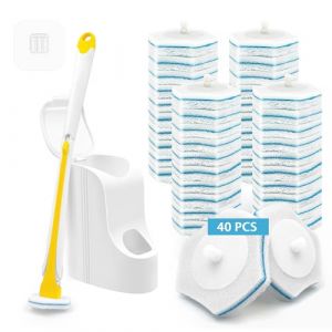 JEHONN Brosse WC Jetable Recharge, Nettoyeur Toilette Murale avec Produit, 40 Recharges de Détergent Support (Jaune) (JEHONN-FR, neuf)