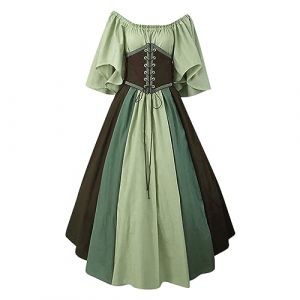 Susenstone 2024 Robe Medievale Femme Grande Taille Victorienne Steampunk Gothique Vintage Medievale Steampunk Costume MéDiéVal Femme DéGuisement Victorienne DéGuisements Dress Halloween Renaissance (⭐⭐⭐⭐⭐Susenstone, neuf)