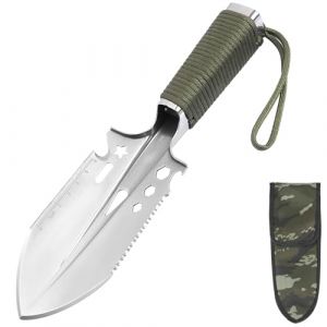 Sexyhot Mini Pelle de Camping, Portable Pelle de Militaire, Pelle de Jardin en Acier Inoxydable, 8 en 1 Pelle de Survie Camping Poign&eacute;e antid&eacute;rapante Multifonctionnelle pour Randonn&eacute;e et Jardinage (stonelay, neuf)