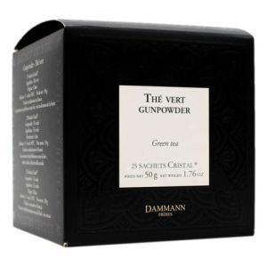 Th&eacute; vert de Chine Gunpowder - Bo&icirc;tes 25 sachets Cristal / Les Th&eacute;s Verts (Objectif Zen, neuf)
