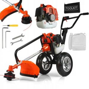 Débroussailleuse tondeuse à gazon à roues DEMON | Moteur 2 temps | Refroidissement par air | 1,9 ch | Vitesse de rotation Max 9500 tr/min | Plage de coupe de fil 42 cm (IMJ Global, neuf)
