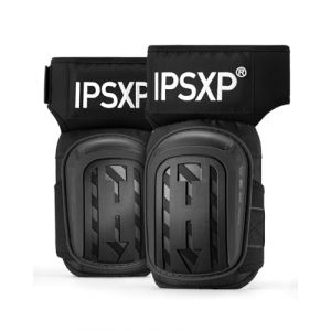 IPSXP Genouillères Professionnelles pour le travail, genouillère carreleur,le Jardinage et la Construction, avec double coussin en gel épais et sangles antidérapantes réglables (Noir) (EU-YAN, neuf)