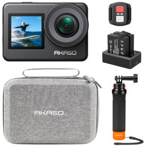 AKASO Brave 7 Caméra Sport Kit de Poignée Flottant- Camera Sport 4K 30fps - IPX 8 Etanche Deux Écrans Tactile 20MP Caméra d‘Action, EIS 2.0 Grand Angle Zoom avec Télécommande et 2 Batteries 1350mAh (AKASO Store, neuf)