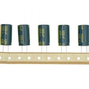 HUABAN 10 pi&egrave;ces 400V 120UF 18x30mm Condensateur &eacute;lectrolytique aluminium &agrave; enfichage Haute Fr&eacute;quence LOWESR avec gaine thermor&eacute;tractable verte 400 Volt 120 UF (SHEN ZHEN ERIC ELECTRONICS TECHNOLOGY LIMITED, neuf)