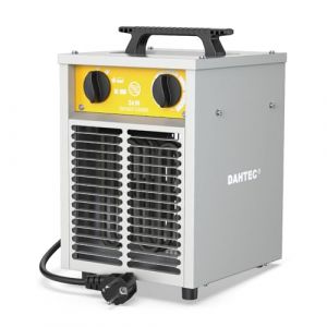 DAHTEC Industriel Chauffage électrique 3000W Renforcé - Carcasse Acier - Portatifs pour Chantiers - Chauffage Soufflant - Thermostat & Inclinaison 3.5° - Idéal Chantier/Garage/Serre Agricole (DAHTEC-EU, neuf)