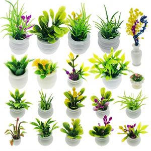 Cayway Plantes en Pot Maison de Poupée Plante 20 Pz Pot de Fleur Miniatures Décorations Ornement de Miniature de Fée pour Maison de Poupée, L'intérieur, Bureau, Jardin (Cayway, neuf)