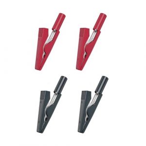 JZK Lot de 4 mini c&acirc;bles de test avec pinces crocodiles isol&eacute;es pour multim&egrave;tre - Pinces crocodiles avec fiches banane de 2 mm pour pointe de test de 2 mm et fiches bananes - Rouge et noir (CHEER CHAMP, neuf)