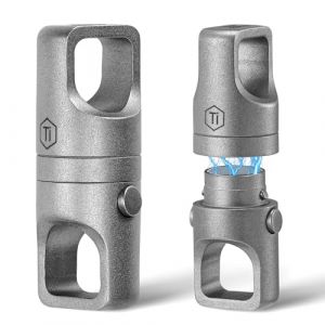 KeyUnity KA48 Porte-CléS MagnéTique en Titane, 2PCS Porte-CléS à DéGagement Rapide, Porte-CléS MagnéTique Amovible, Rotation à 360 °, Organiseur Porte-CléS Robuste Double ExtréMité (KU Direct-EU, neuf)