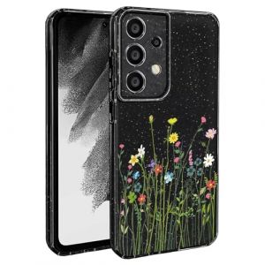 BEENTRYS Paillettes Floral Coque pour Samsung Galaxy A33 5G,Glitter Brillant Femmes Filles Motif Fleurs Grimpante Housse Soft TPU Silicone Antichoc Étui pour Samsung Galaxy A33 5G(S201-Noir) (BUFAN-EU, neuf)