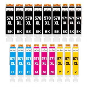 SAILNER 570/571 XL Cartouche d'encre Compatible pour Canon 571 pour Cartouche pour Canon TS5055 pour PIXMA TS5050 MG5750 TS5053 MG6852 MG6850 MG5700 MG5752 MG5700,18-Pack (ACCURATE PRINT WORLD, neuf)