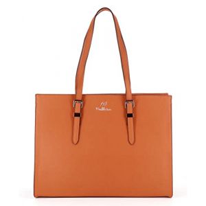 Sac A Main Femme Similicuir Pois - Sac Cabas Rigide Documents A4 - Sac Cours Lycée Business - Sacoche Porté Epaule Bandoulière - Mode Elégant - Camel (CROCOCHIC, neuf)