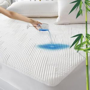GRT Protège Matelas 160x190 cm Fibre de Bambou, Alèse Certifié Oeko-TEX, Surmatelas Imperméable Respirant,Bonnet jusqu'à 40cm avec Élasticité Tout Autour (GRT Official, neuf)