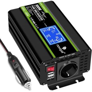 NOVOPAL Convertisseur Pur Sinus 500W Onduleur Convertisseur 12V 220V 230V avec EU Prises et &eacute;cran LCD,pour Voiture, Caravane, Bateau, Camping, Voyage (Novopal Mall, neuf)