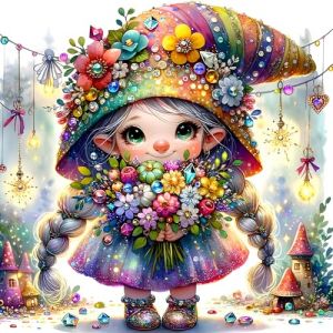 GDYEEH 5D Fée Fille Peinture Diamant Painting Kit, DIY Fleurs Art du Diamant Complet Kits, Dessin Animé Diamond Art Kits Strass Point de Croix Painting pour Adultes Débutants Maison Décor 30x30cm (GDYEEH Direct, neuf)