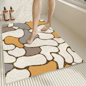 Pevfeciy Tapis de Douche antid&eacute;rapant 120x80 cm Grand Tapis de Bain de Style Moderne en PVC Doux et Confortable avec Trous de Drainage, Haute perm&eacute;abilit&eacute; &agrave; l'eau, adapt&eacute; aux Zones humides (ENJOYHOMES, neuf)