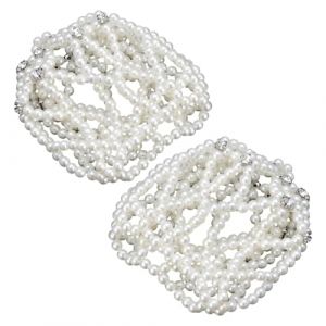 VICASKY 2 Pièces Filet à Cheveux Elastique avec Perles et Strass Cache-chignon Crocheté pour Femmes et Filles Accessoire Léger et Extensible pour Ballet Danse et Spectacles Lot (Covenant of Nauru, neuf)