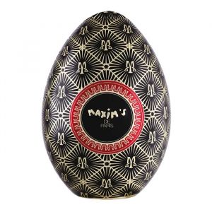 Mini oeuf métal noir - Perles de céréales au chocolat noir (Maxim's de Paris, neuf)