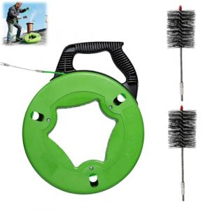 Kit de Ramonage, Tire Fils Electrique avec Deux Brosses 60 mm, 10M Aiguille Tire Fil avec Compartiment Rangement, Kit Ramonage Poele Pellet pour Chemin&eacute;e, Po&ecirc;le, Tuyau Po&ecirc;le, Nettoyage Tuyaux Fum&eacute;e (cloudsesh, neuf)