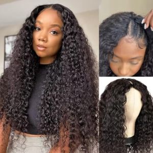 Water Wave Perruque femme naturelle Curly V part wig human hair perruque bresilienne Cheveux Humains Boucl&eacute;s upgrade U part wig human hair less leave out no lace wig human hair 20inch(50cm) (CLAROLAIR HAIR, neuf)