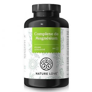 Complexe de magnésium NATURE LOVE® - 180 gélules - 400mg de magnésium élémentaire par dose journalière - magnésium en formes citrate, oxyde, bisglycinate, malate et ascorbate - végane, hautement dosé (TauronVentures, neuf)