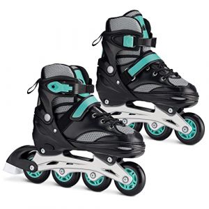 Navaris Paire de Roller - Patins à roulettes en Ligne Tailles Ajustables - Patins avec Roues alignées pour Filles garçons Hommes et Femmes (SX-Commerce, neuf)