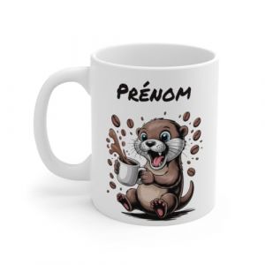 Teecustom Mug Hérisson Personnalisé – Tasse Café Mignonne et Énergique avec Prénom – Cadeau Original (Loutre) (TeeCustom, neuf)