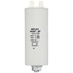 Miflex Condensateur de démarrage Condensateur Moteur 16 µF 450 V 35 x 83 mm connecteur M8 16 µF (Topalli, neuf)