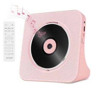 Lecteur CD Portable, Lecteur CD avec Télécommande, Lecteur CD avec Bluetooth, USB, Entrée/Sortie AUX, Lecteur CD de Bureau Enfants, Lecteur de Musique CD HiFi en Rose (GAONAWAY, neuf)