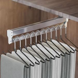 support tringle penderie Tringle à vêtements extensible avec 2 rails coulissants, tringle de placard coulissante réglable de 30 à 80 cm, porte-vêtements sur rail de garde-robe, porteuse de 25kg (DD Lamp, neuf)