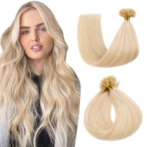 TESS Extension Cheveux Naturel Keratine 50 Meche Extension Keratine Cheveux Blond Extension Cheveux a Chaud Keratine Extension Cheveux Keratine 50 cm 100pcs*1g #18/613 Blond Doré/Blond Lumineux (TESS Official, neuf)