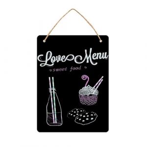 OHYER Tableau Mémo Tableau Noir en Bois Effaçable Tableau à Messages Suspendu Décoration Messages Board Double Face Mini Tableaux Craie pour Mariage Anniversaires Fêtes Panneaux (Verticale, 17*23cm) (Chixiaomaoyi, neuf)
