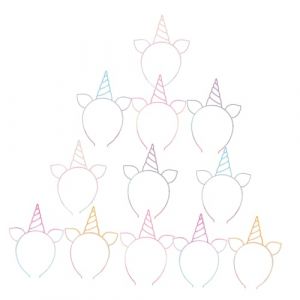 Mikikit 12pi&egrave;ces Serre-t&ecirc;te Licorne avec Paillettes Bandeau Corne de Licorne Accessoire de T&ecirc;te pour F&ecirc;te Anniversaire Carnaval Cosplay (Famidago, neuf)