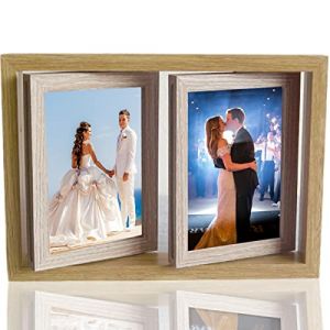 PIGPIGFLY Cadre Photo Rotatif Double Face, Cadre Photo en Bois, Peut Contenir 4 Photos 10x15cm, Cadre Photo de Mariage (PigPigFly, neuf)