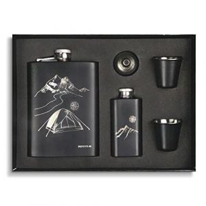 Flasque a whisky Alcool avec 2 Tasses et 1 Entonnoir 260ML Stainless Steel Mini Portable Flasque a Alcool Portable,Fiole alcool in acciaio inox,Plein Air Camping Pêche Escalade Portable Flasque (POPEYE001, neuf)