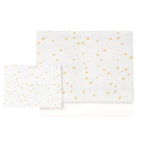various Parure de lit pour lit bébé 60 x 120 cm, linge de lit, 100 % coton extra doux, fabriqué en Europe, (dessous + drap + taie d'oreiller) Imprimé étoile beige/blanc (Holidaymakers, neuf)