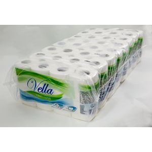 Vella Pack économique de 64 rouleaux de papier toilette - Triple épaisseur - Blanc - Fibres en cellulose - 150 feuilles par rouleau (Wolf Trading BV, neuf)