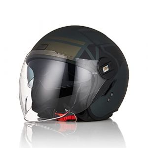 ORIGINE Casque de Moto Jet Casque Scooter avec Double Visière Homologué ECE 22 - 06 (ZHENGHEXING, neuf)