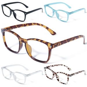 CCVOO Lot de 5 verres de lecture de blocage de lumière bleue, filtre UV ray/éblouissant mode non prescrit faux lunettes de jeu pour femmes/hommes (*C1 Mix, 0,5) (AC Global Distribution, neuf)