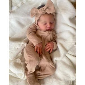 Poupée Reborn Fille 20 Pouces Poupee Reborn Corps en Vinyle Souple Lavable Fabriquée à la Main Réaliste Nouveau-né Bébé Fille Ressemblant à Un Vrai Bébé (Yeux Fermés) (haojiaa, neuf)
