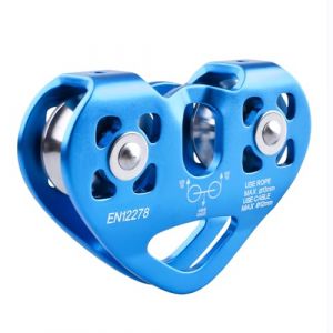 Azarxis Double Poulie Tyrolienne 30kN Tandem Escalade Poulie pour Alpinisme Sp&eacute;l&eacute;ologie Rescue C&acirc;ble (Bleu) (Azarxis (FR), neuf)