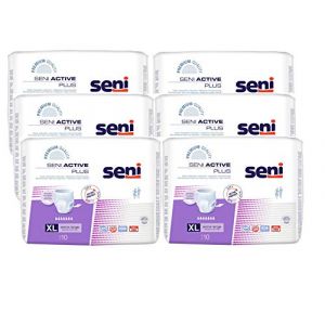 SENI - Slips Absorbants Seni Active Plus XL - Absorption Level 7 - Protection Fuite Urinaire - Incontinence - Couche Adulte - Anti Odeur - Ultra Doux - 8x10 Slips (Selfcare-Bodensee, neuf)